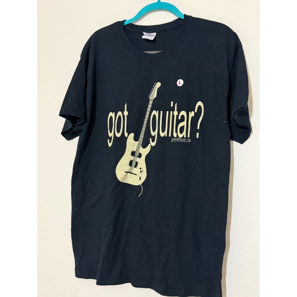Gildan Got Guitar? Graphic T-Shirt Black Cotton Short Sleeve Mens Large